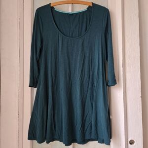 SweetLegs Teal Swing Tunic Top 3/4 Sleeve Pocketed Medium